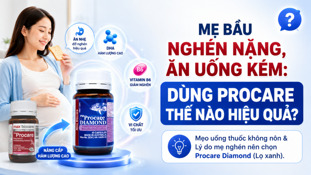 MẸ BẦU BỊ NGHÉN NẶNG, ăn uống kém thì dùng PM Procare thế nào cho hiệu quả? 1