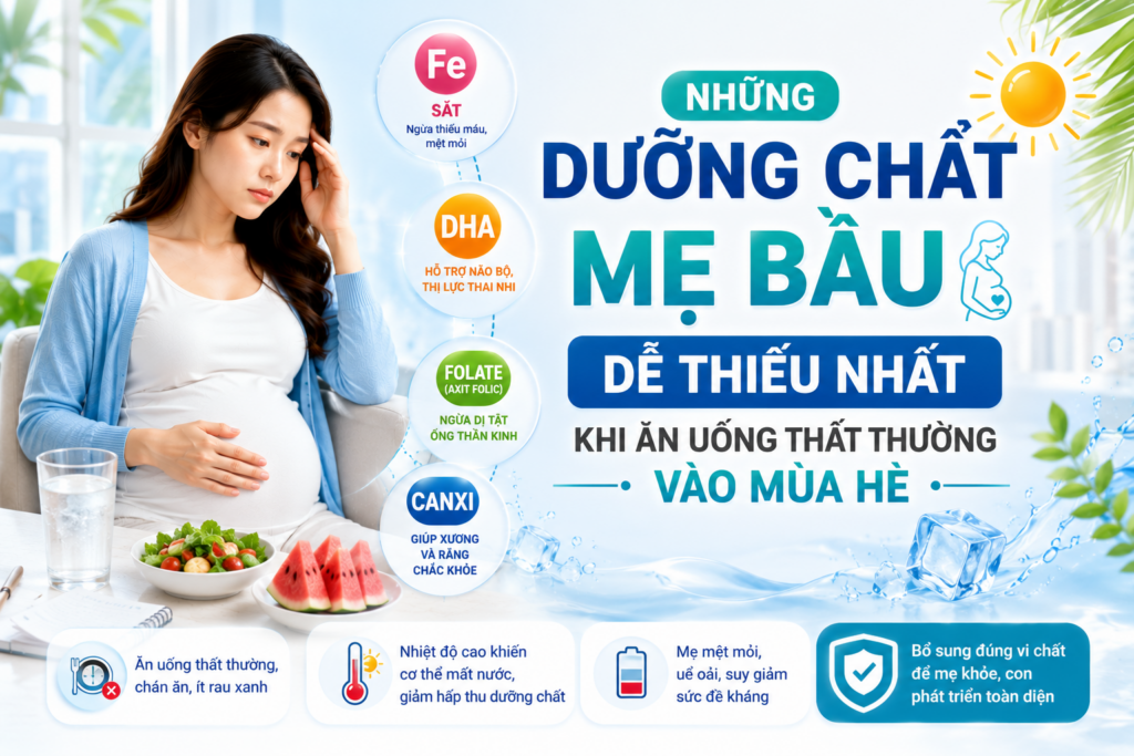 NHỮNG DƯỠNG CHẤT MẸ BẦU DỄ THIẾU NHẤT KHI ĂN UỐNG THẤT THƯỜNG VÀO MÙA HÈ 1 NHỮNG DƯỠNG CHẤT MẸ BẦU DỄ THIẾU NHẤT KHI ĂN UỐNG THẤT THƯỜNG VÀO MÙA HÈ 1